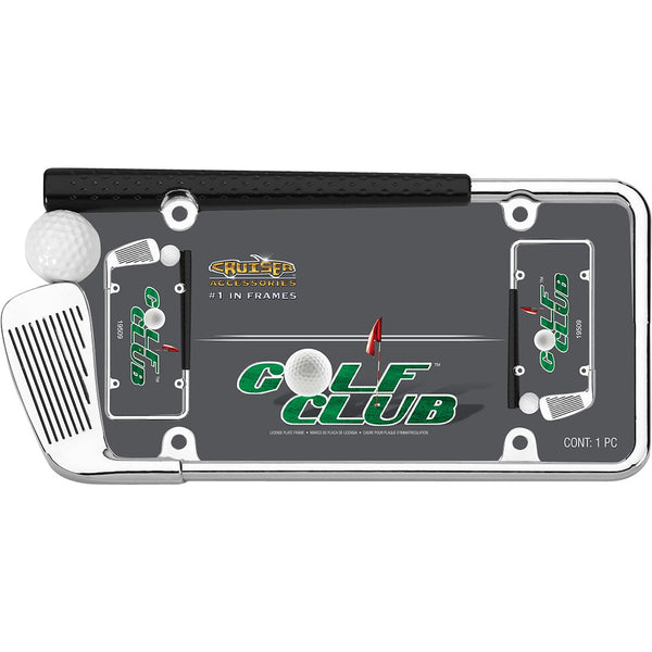 License Plate Frame with Golf Club and Ball Design (MPN: 19509)