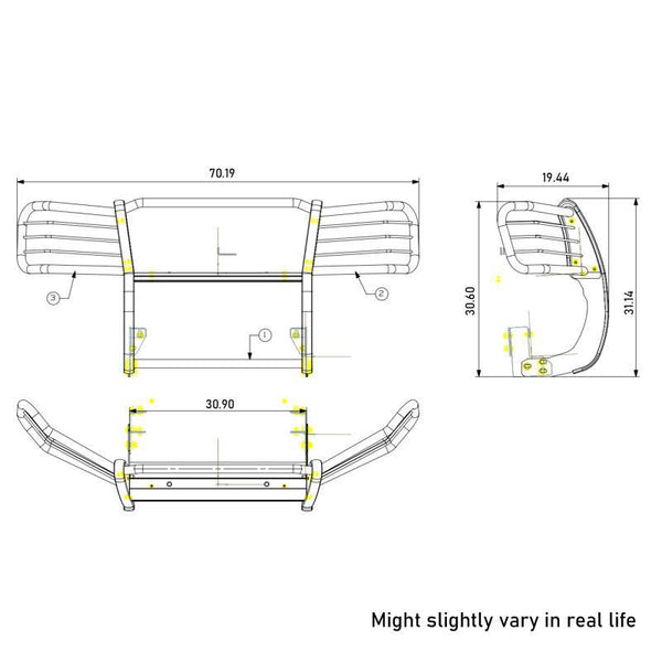 Black Horse Grille Guard Kit (MPN: 17GK26MA-PLB)