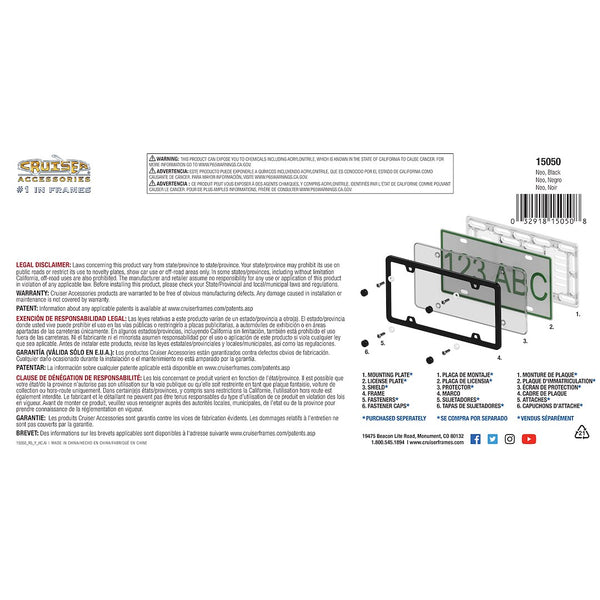 License Plate Frame - Neo Black Powder Coated (MPN: 15050)