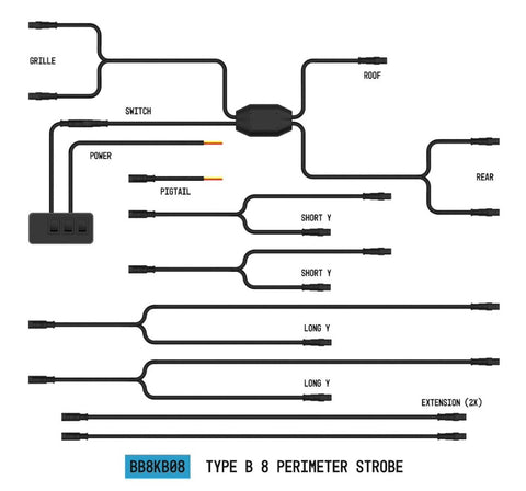 Wiring Harness for Strobe Lights (MPN: BB8KA08)