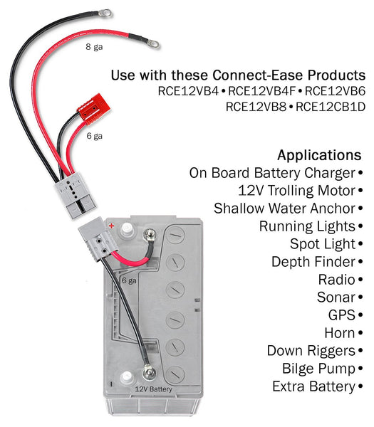 Battery Connection Harness for Outboard Motors (MPN: RCE12VBM6K)