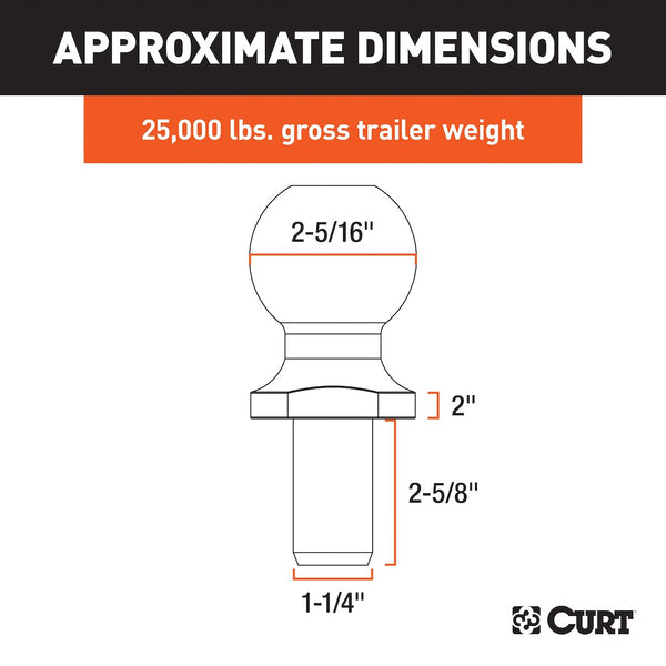 Curt 2-5/16 Inch Trailer Hitch Ball (MPN: 40087)