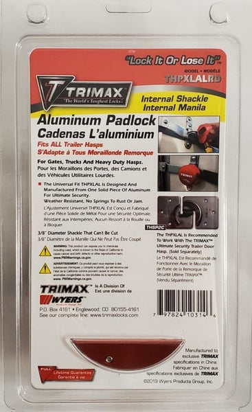 TRIMAX Heavy Duty Aluminum Padlock (MPN: THPXLALRD)