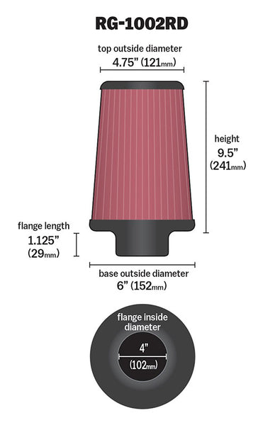 K&N Universal Air Filter (MPN: RG-1002RD)