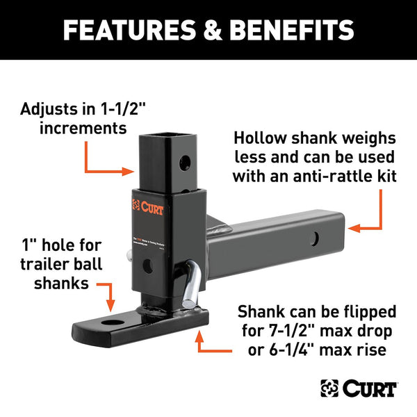 CURT Trailer Hitch Ball Mount (MPN: 45812)