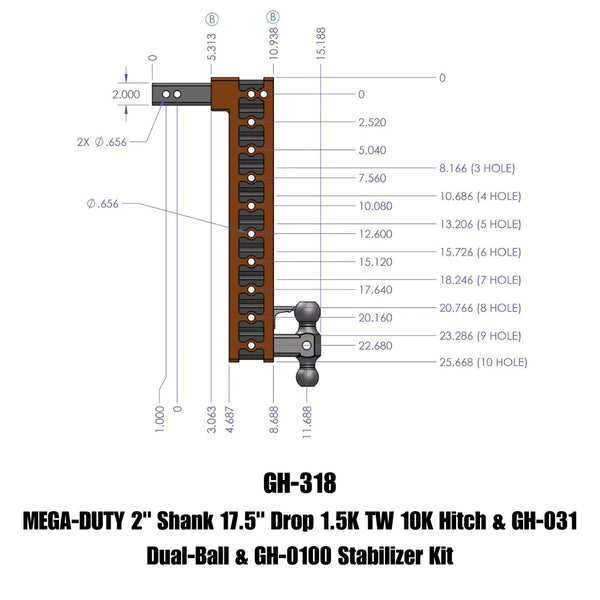 Gen-Y Hitch Mega-Duty Adjustable Drop Hitch (MPN: GH-318)