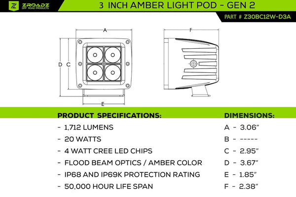 ZROADZ LED Fog Light Kit (MPN: Z365401-KIT4AW)