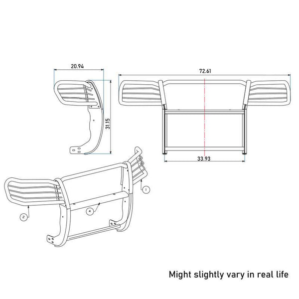 Black Horse Off Road Grille Guard (MPN: 17A096400MSS)