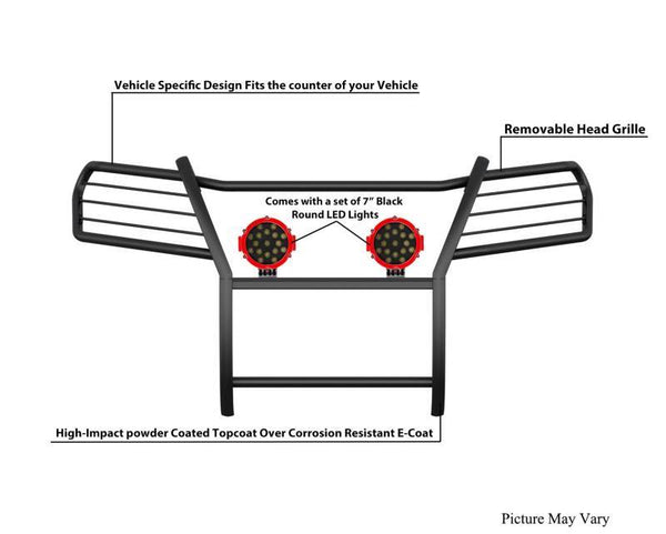Black Horse Grille Guard Kit (MPN: 17H01MA-PLR)