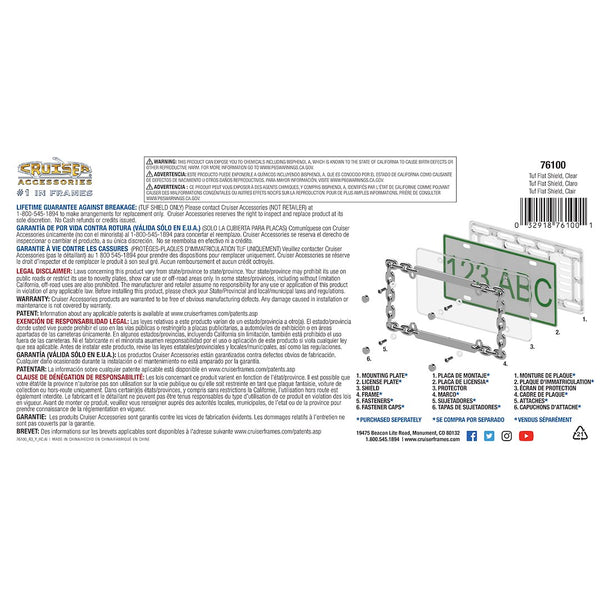 Clear Tuf Flat Shield License Plate Cover (MPN: 76100)