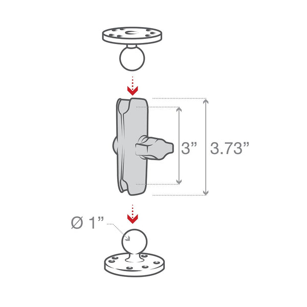 Ram Mounts Standard Double Socket Arm (MPN: RAM-B-201U)
