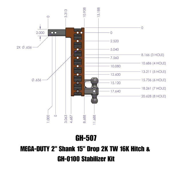 Gen-Y Hitch Mega-Duty Adjustable Drop Hitch (MPN: GH-507)
