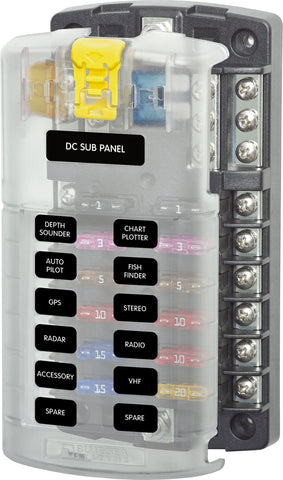 Blue Sea Fuse Block 12 Circuit with Protective Cover (MPN: 5026-BSS)