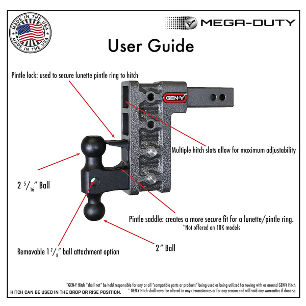 Gen-Y Mega-Duty Adjustable Trailer Hitch (MPN: GH-617)