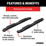 Aries 4 Inch Oval Nerf Bar With Step Pads (MPN: S223041)