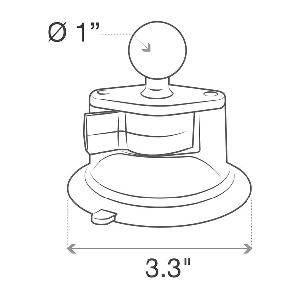Ram Mounts Suction Cup Mount Base (MPN: RAM-B-224-1U)