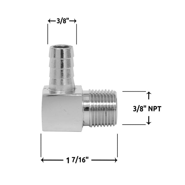 Spectre 90 Degree Chrome Fuel Hose Fitting (MPN: 5946)