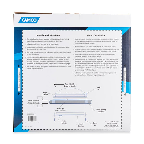 Camco Roof Vent 14 Inch x 14 Inch Manual Opening (MPN: 40480)