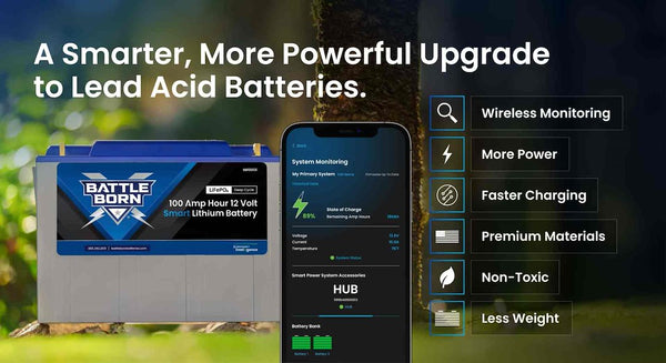 Battle Born 100 Ampere Hour 12 Volt Smart Lithium Deep Cycle Battery (MPN: BB10012I)