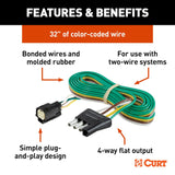 Curt Trailer Wiring Connector with 4-Way Flat Output (MPN: 56503)