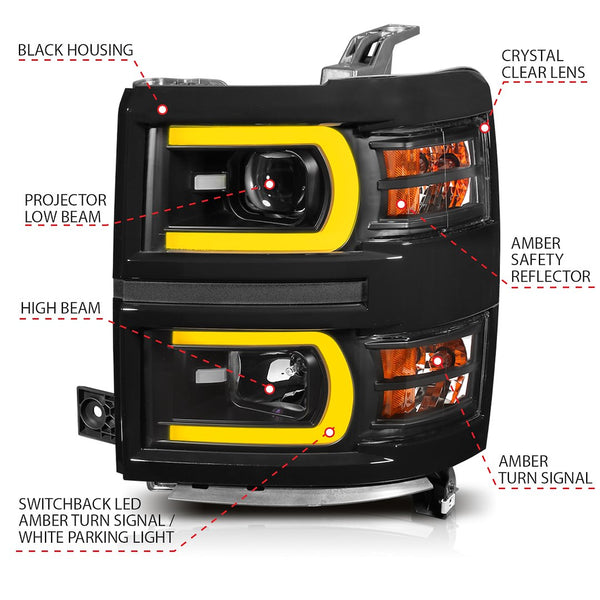 AnzoUSA Headlight Assembly With Projector Beam (MPN: 111412)