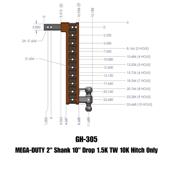 Gen-Y Hitch Mega-Duty Adjustable Drop Hitch (MPN: GH-305)
