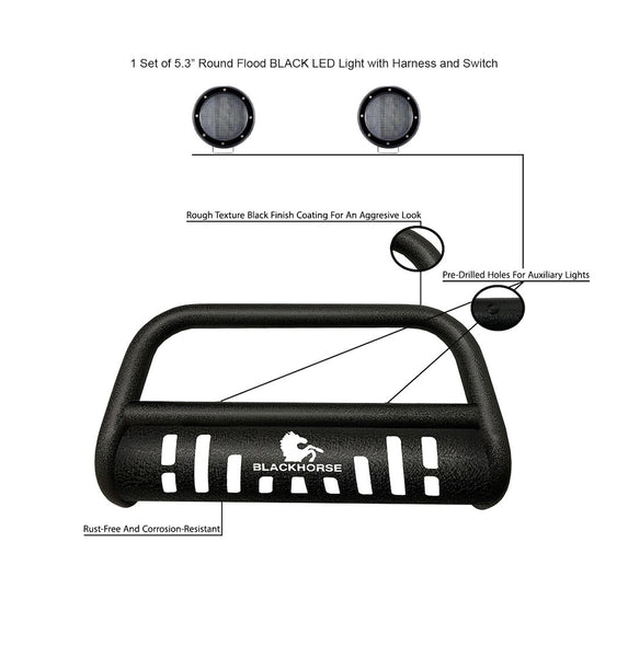 Black Horse Off Road Bull Bar (MPN: CBT-B718SP-PLFB)