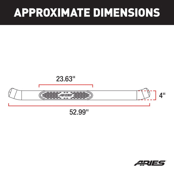 Aries 4 Inch Oval Nerf Bar With Step Pads (MPN: S224048)