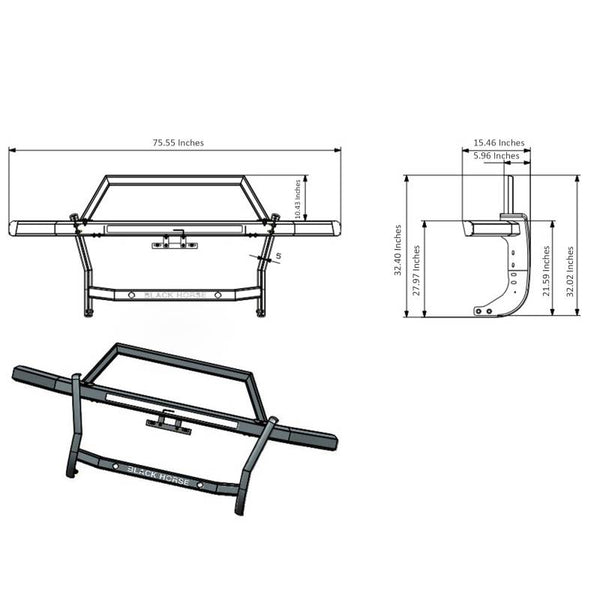 Black Horse Off Road Grille Guard (MPN: RAGF20-K1)