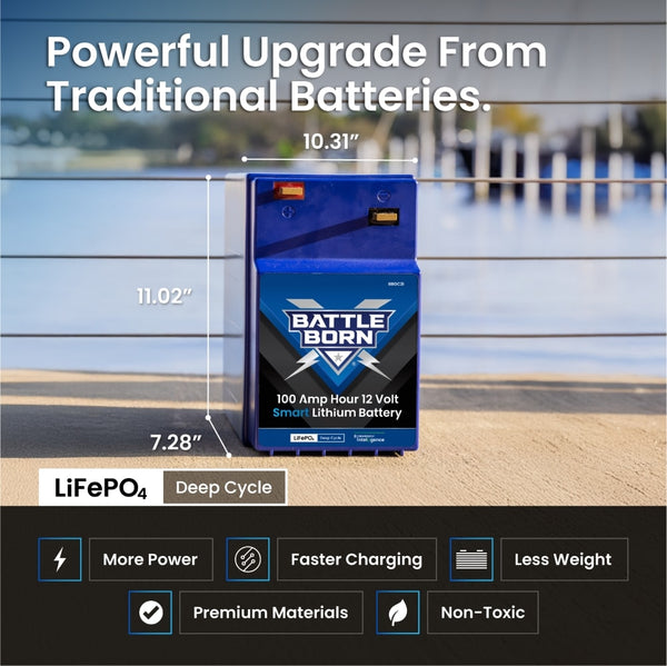Battle Born 100 Ampere Hour 12 Volt GC2 Smart Lithium Deep Cycle Battery (MPN: BBGC2I)
