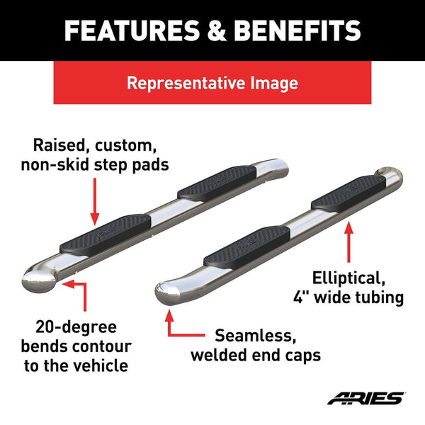 Aries 4 Inch Oval Nerf Bar (MPN: S222008-2)
