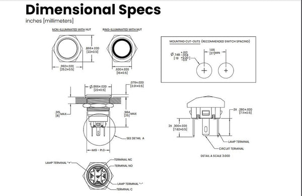 Sierra Marine Push Button Switch (MPN: AV10100R)