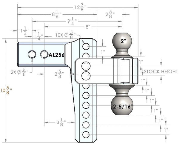 Bulletproof Hitches Aluminum Trailer Hitch Ball Mount (MPN: AL256)
