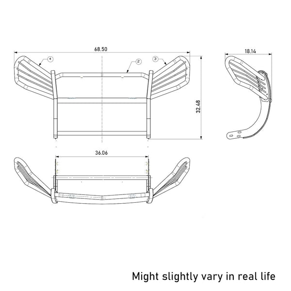 Black Horse Grille Guard Kit (MPN: 17A093902MA-PLFR)