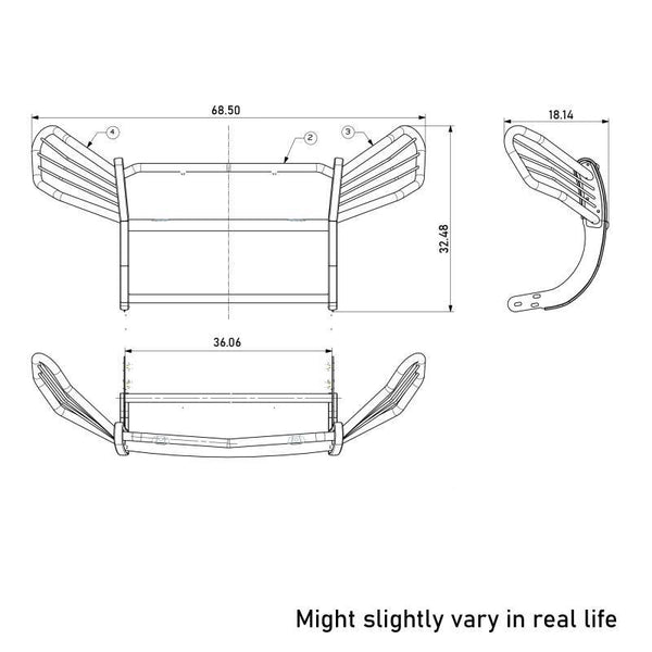 Black Horse Off Road Grille Guard (MPN: 17A093902MSS)