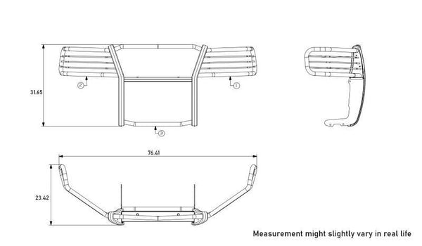 Black Horse Grille Guard Kit (MPN: 17FP28MA-PLB)