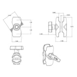 Ram Mounts Short Double Socket Arm (MPN: RAM-201U-B)