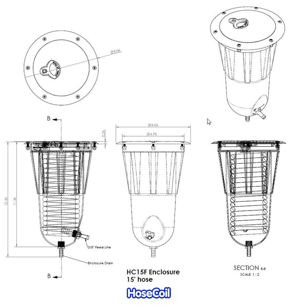 Hosecoil Coiled Boat Washdown Hose (MPN: HC15F)