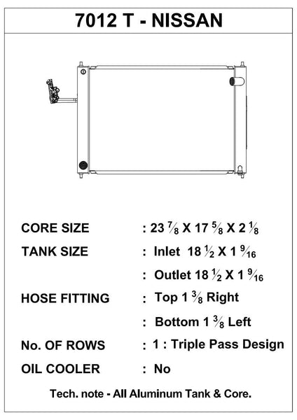 CSF Aluminum Radiator (MPN: 7012T)