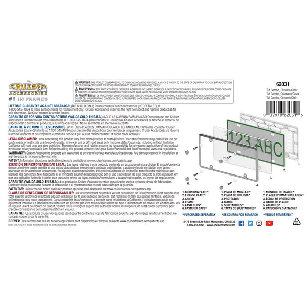 Cruiser License Plate Frame with Tuf Shield (MPN: 62031)