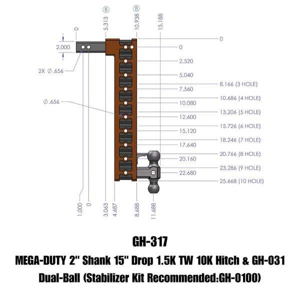 Gen-Y Hitch Mega-Duty Adjustable Drop Hitch (MPN: GH-317)