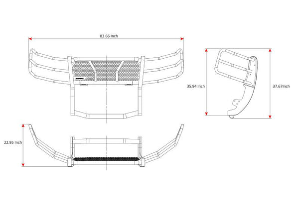 Black Horse Off Road Grille Guard (MPN: RU-CHSI07-B)