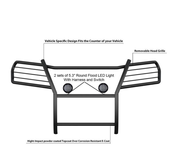 Black Horse Grille Guard Kit (MPN: 17H01MA-PLFB)
