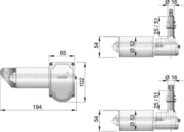 Vetus Windshield Wiper Motor (MPN: RW01A)
