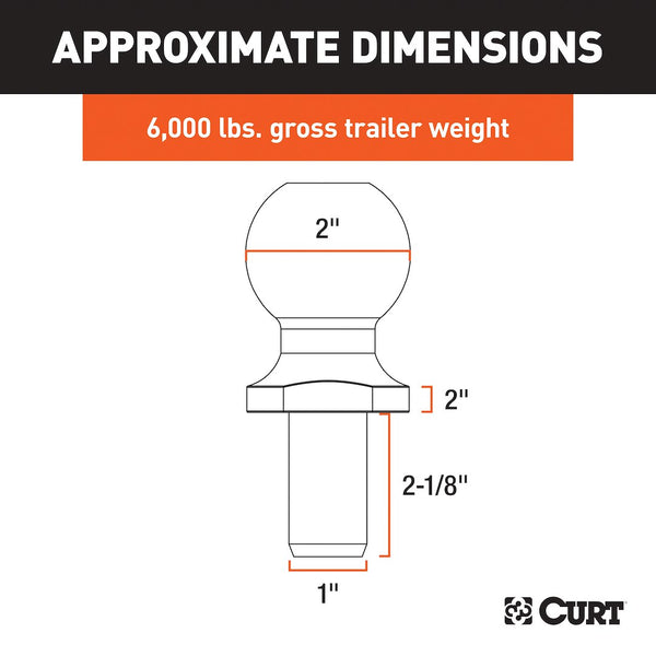 Curt 2 Inch Trailer Hitch Ball (MPN: 40034)
