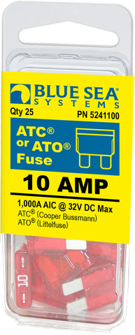 Blue Sea Blade Fuse 10 Amps 32 Volts DC (MPN: 5241100-BSS)