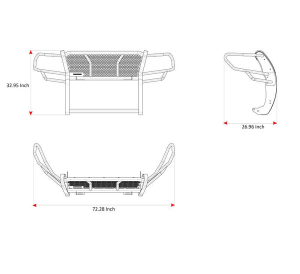 Black Horse Off Road Grille Guard (MPN: RU-FORA19-B)