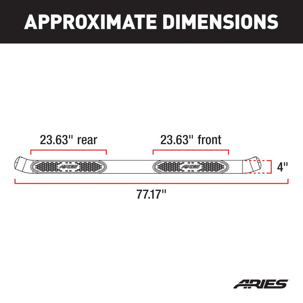 Aries 4 Inch Oval Nerf Bar With Step Pads (MPN: S223016-2)