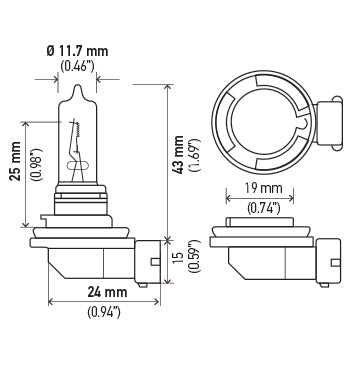 Hella Halogen Headlight Bulb (MPN: H9)