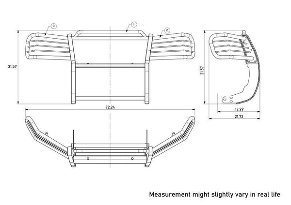 Black Horse Grille Guard Kit (MPN: 17GD26MA-PLR)